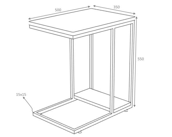 Dmodül Stil Metal Ayaklı Yan Sehpa Ceviz
