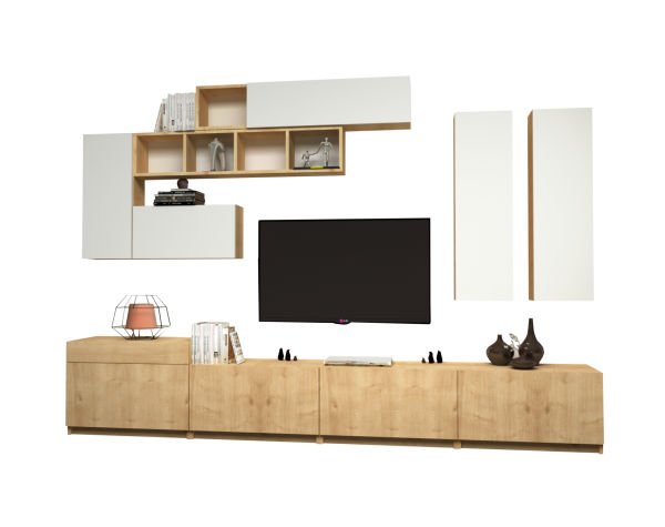 Dmodül Domino Tv Ünitesi 280 cm Meşe Beyaz
