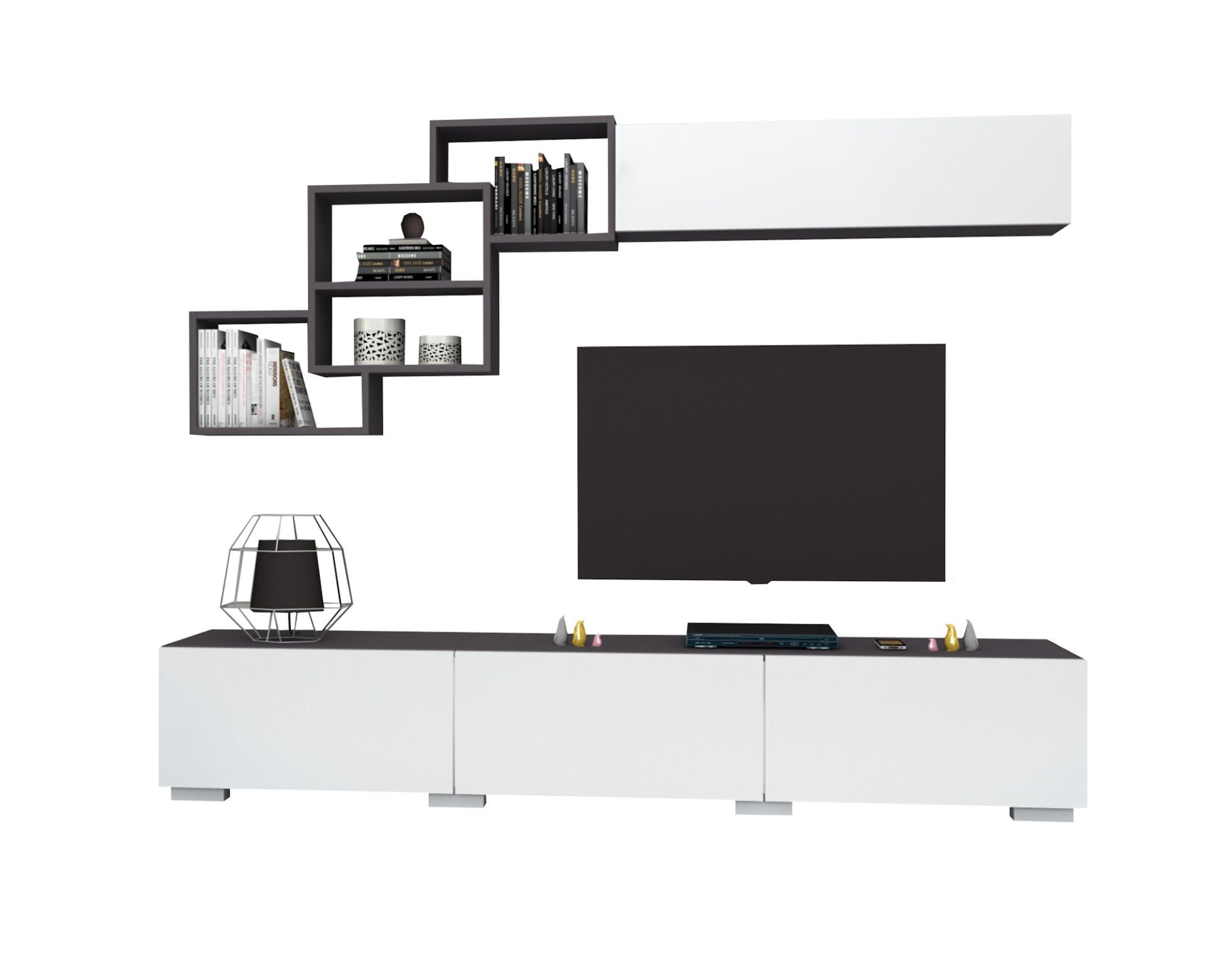 Dmodül Free Tv Ünitesi 210 cm Gri Beyaz