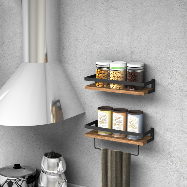 Dmodül Ares 2 li Ceviz Dekoratif Modern Duvar Rafı