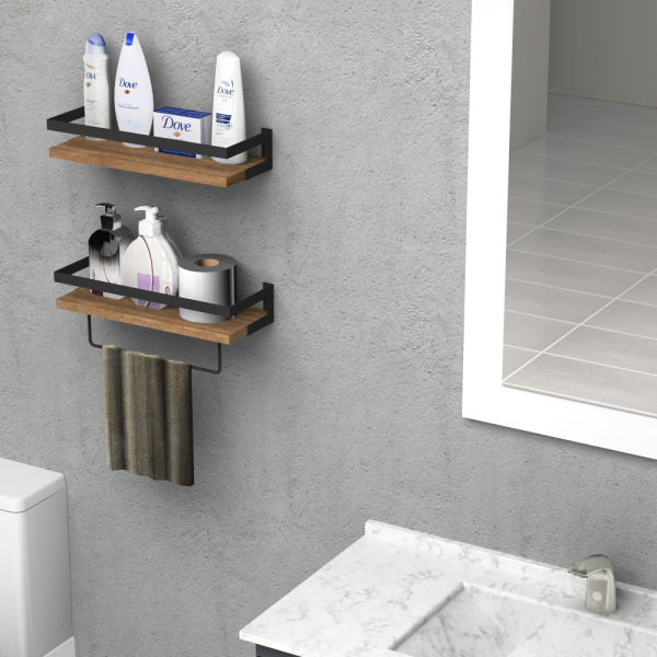 Dmodül Ares 2 li Ceviz Dekoratif Modern Duvar Rafı