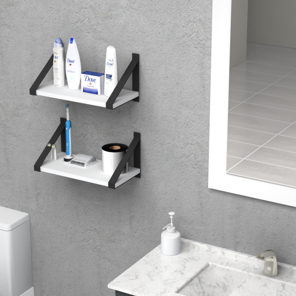 Dmodül Moon 2 li Beyaz Dekoratif Modern Duvar Rafı