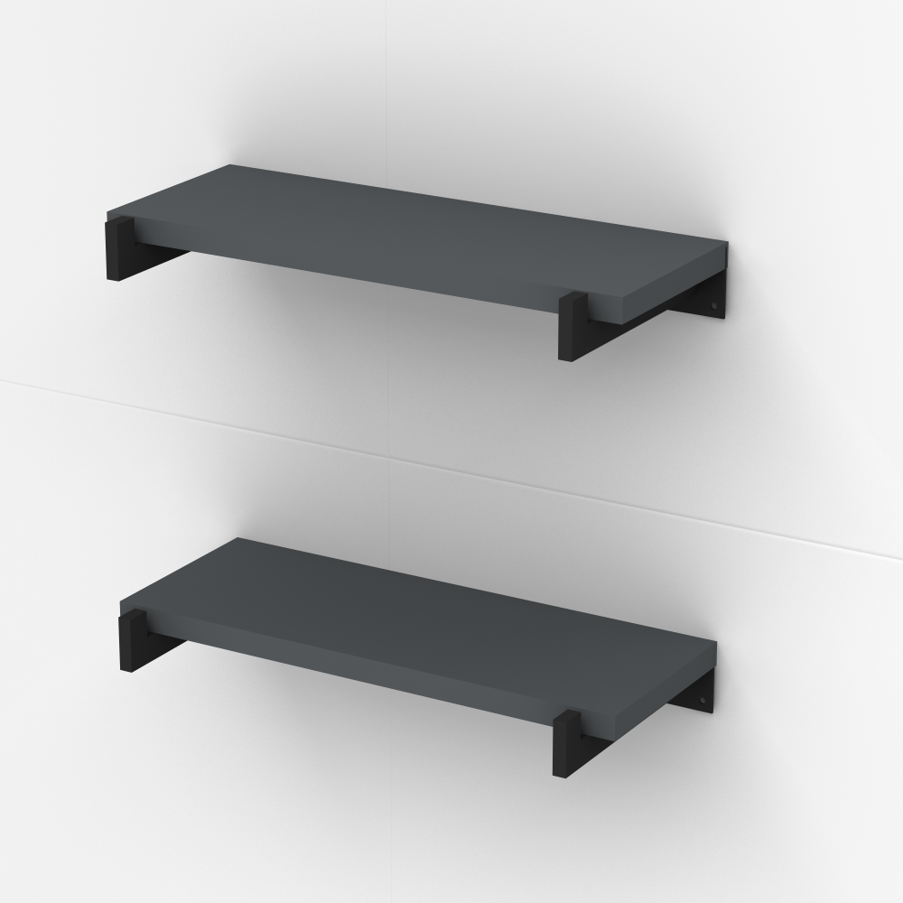 Dmodül Login 2 li Koyu Gri Dekoratif Modern Duvar Rafı