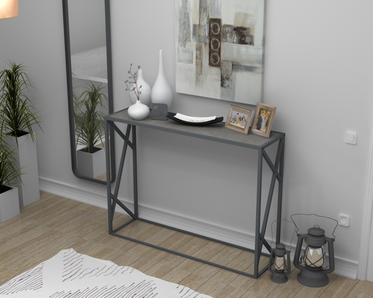 Free Dresuar Konsol Masa 120cm Retro Beton Gri