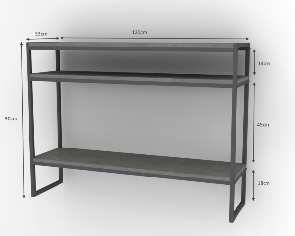 New Smart Dresuar Konsol Masa 120cm Retro Beton Gri