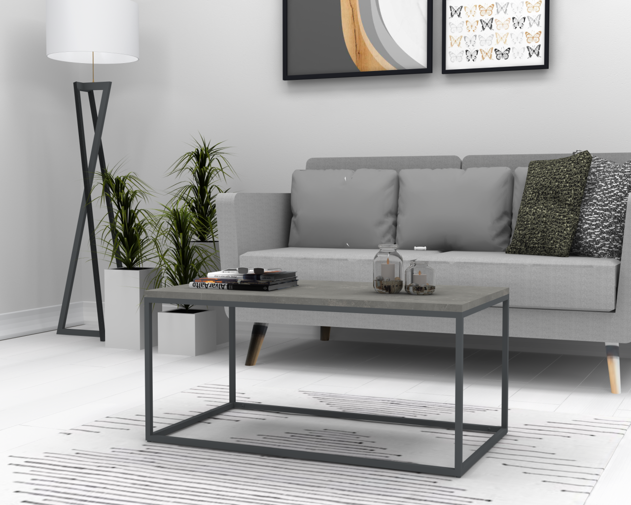 Pronto Orta Sehpa 90cm Retro Beton Gri