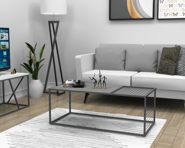 Loft Orta Sehpa 120cm Retro Beton Gri