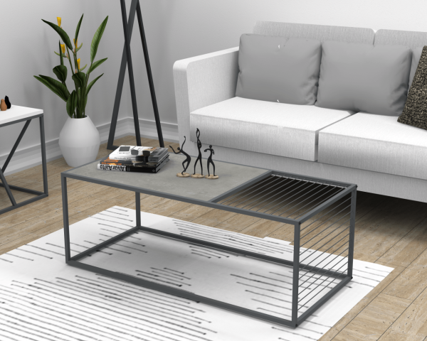 Loft Orta Sehpa 120cm Retro Beton Gri