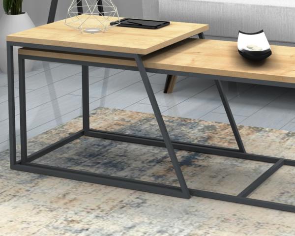 Kary Orta Sehpa 2'li Beyaz Safir Meşe