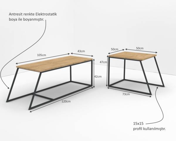 Kary Orta Sehpa 2'li Beyaz Safir Meşe